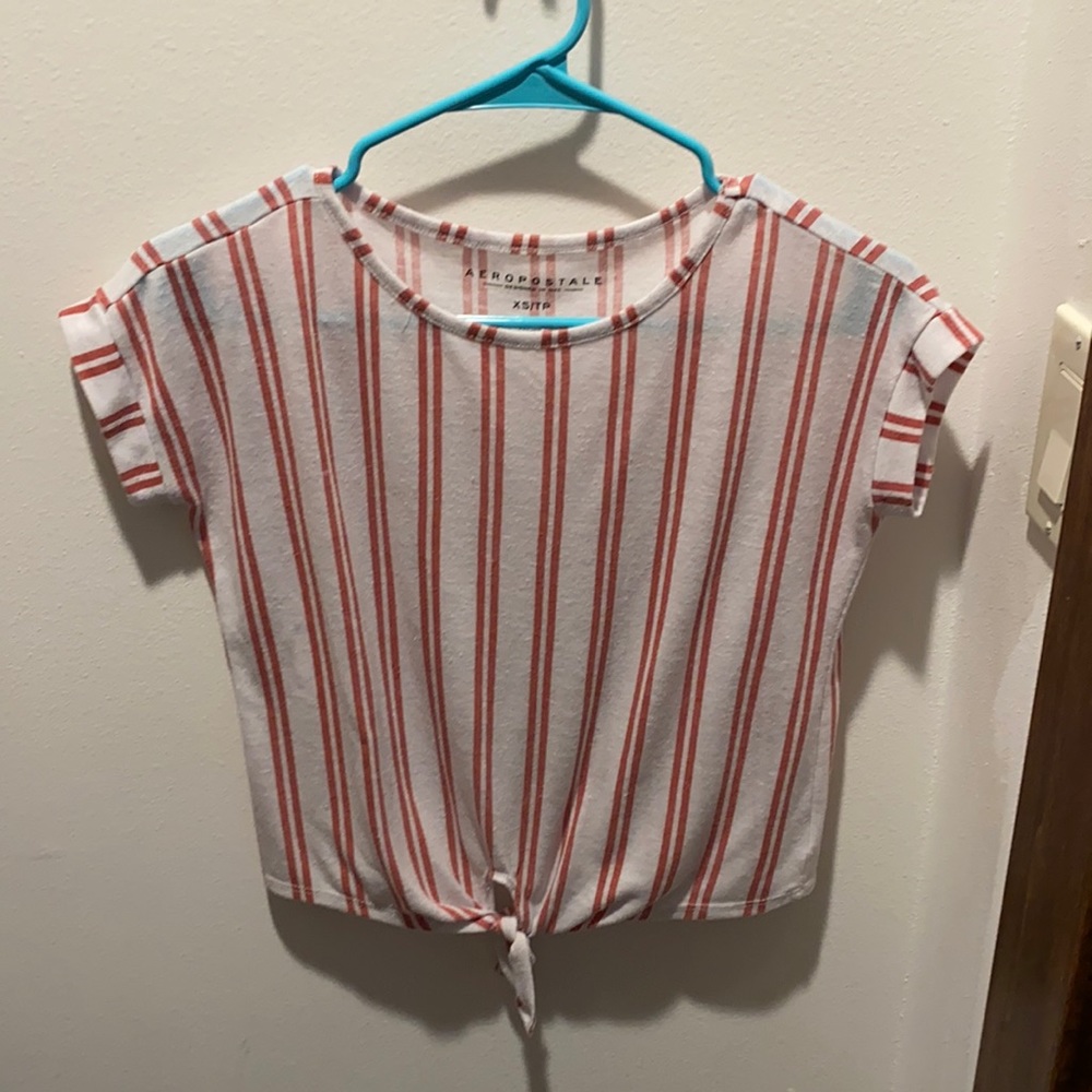 This is a white and red stripped Aeropostale top